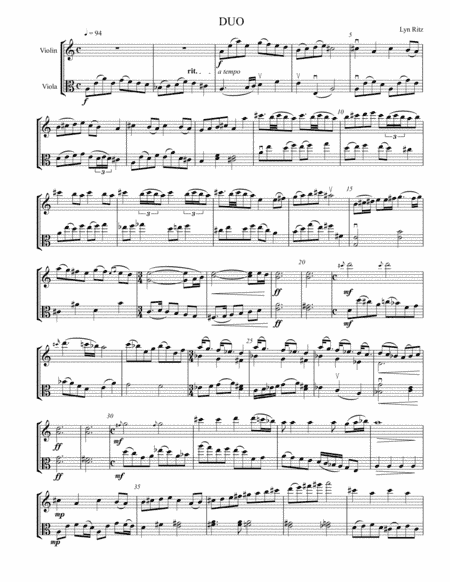 DUO FOR VIOLIN AND VIOLA