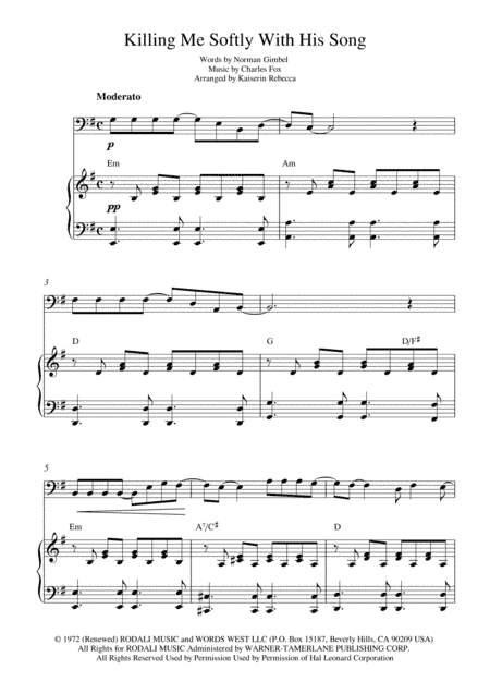 Killing Me Softly With His Song (arr. Kaiserin Rebecca)
