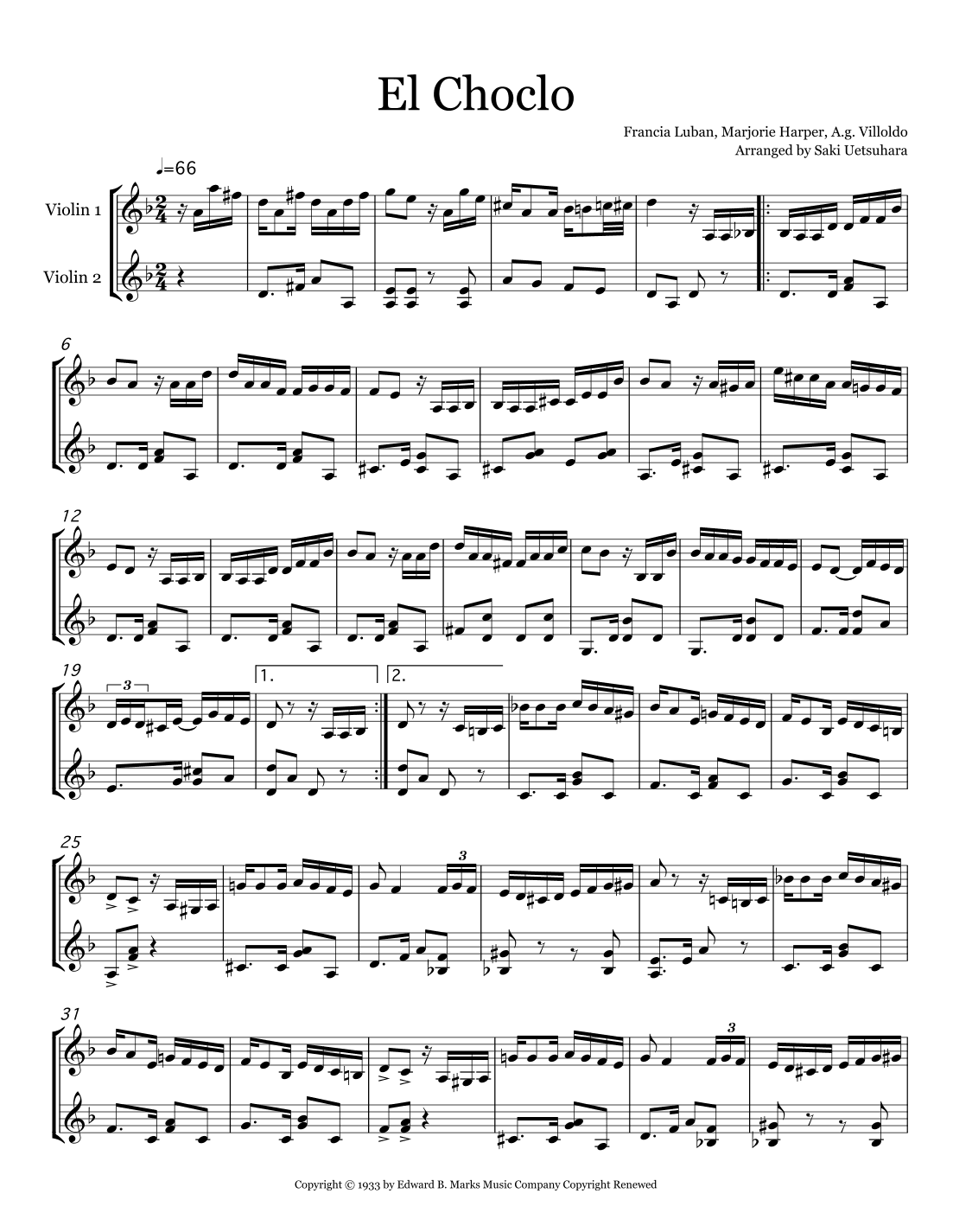 El Choclo (arr. Saki Uetsuhara)