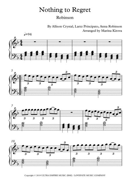 Nothing To Regret (arr. Marina Kirova)