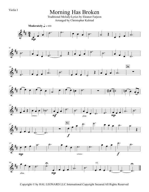 Morning Has Broken (arr. Christopher Kalstad)