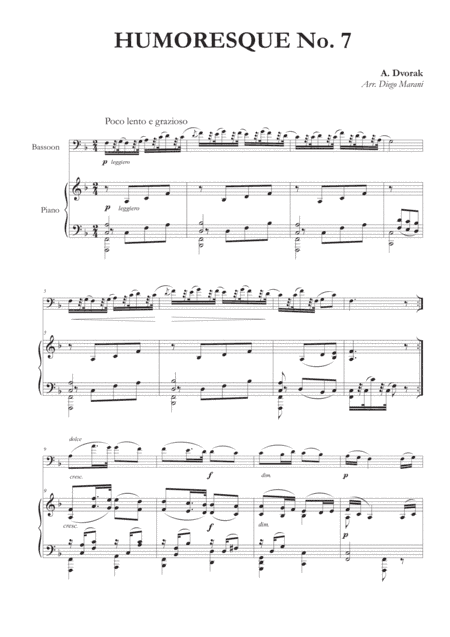 Humoresque No. 7 for Bassoon and Piano (arr. Diego Marani)