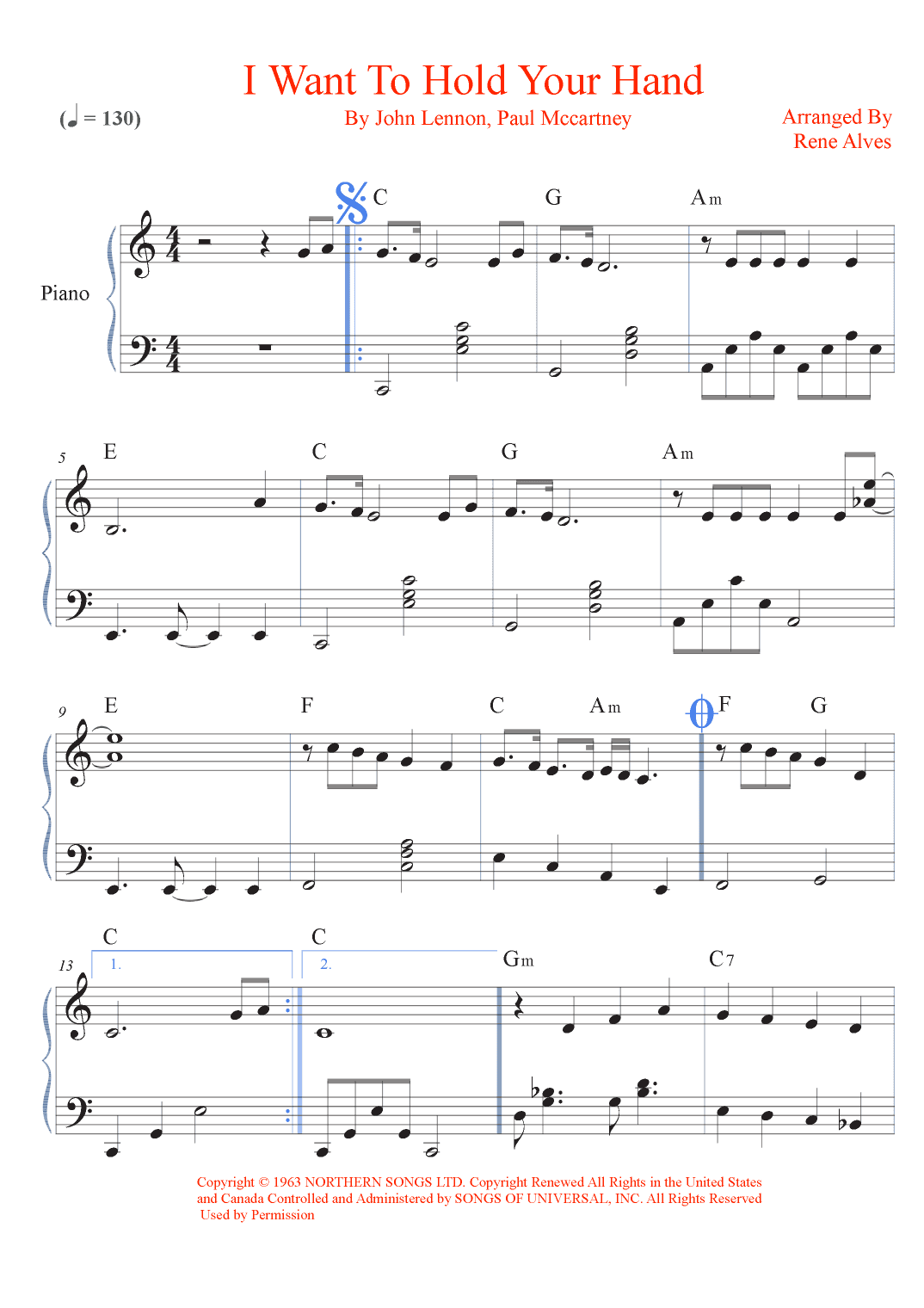 I Want To Hold Your Hand (arr. Rene Alves)