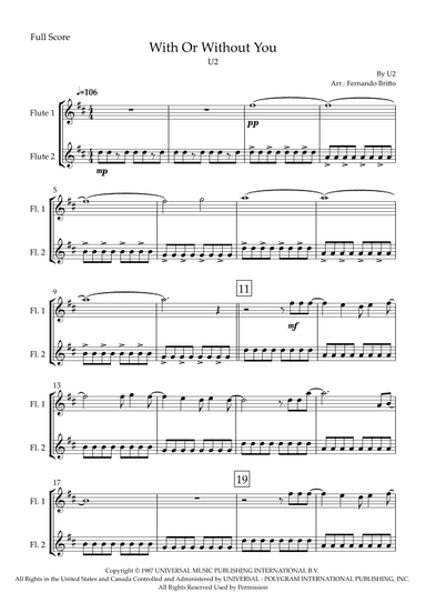 With Or Without You (arr. Fabio Britto)