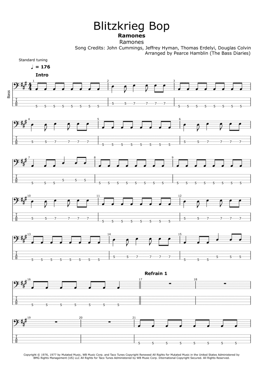 Blitzkrieg Bop (arr. The Bass Diaries)