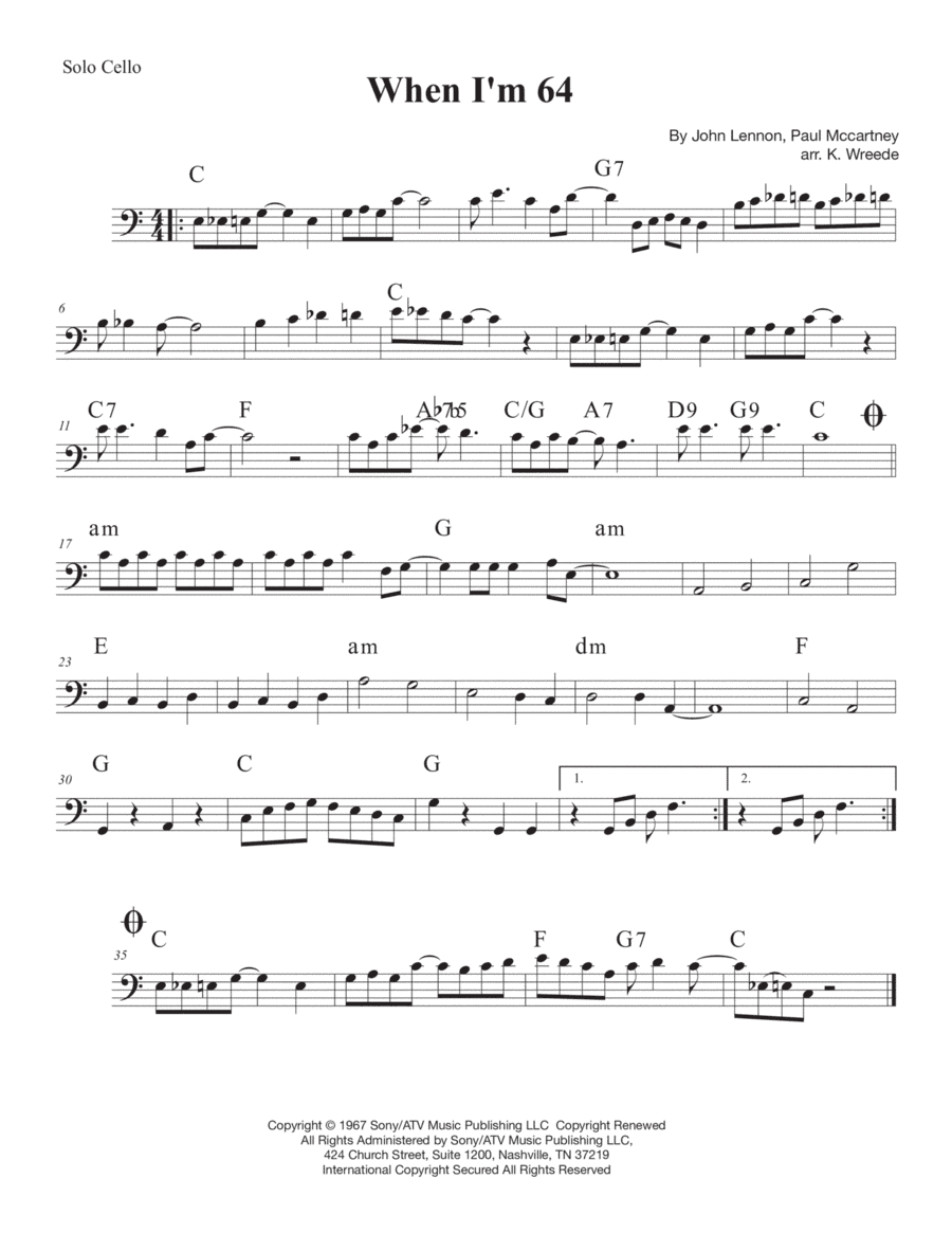 When I'm Sixty-four (arr. K. Wreede)