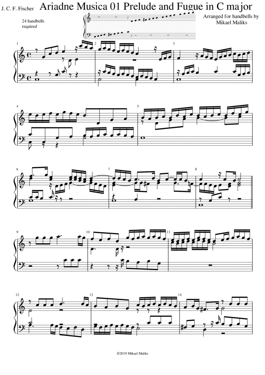 Ariadne Musica 01 - Prelude and Fugue in C major (arr. Mikael Maliks)