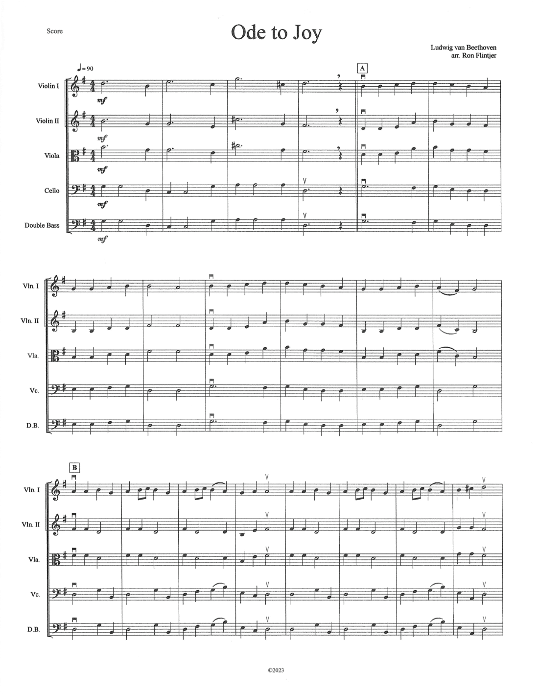 Ode to Joy (arr. Ron Flintjer)
