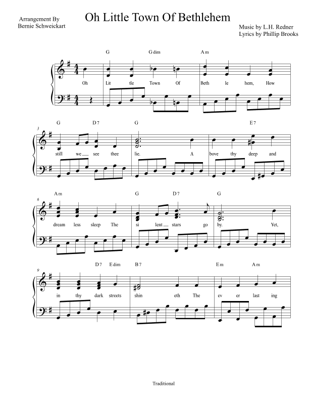 Oh Little Town Of Bethlehem (arr. Bernie Schweickart)