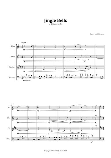 Jingle Bells in Different Styles for Woodwind Quartet (arr. Ander)