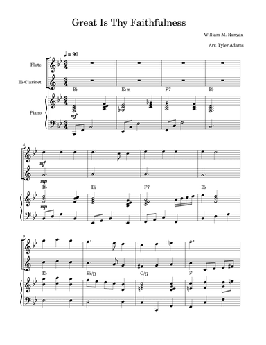 Great Is Thy Faithfulness (Flute and Clarinet Duet with Piano) (arr. Tyler Adams)