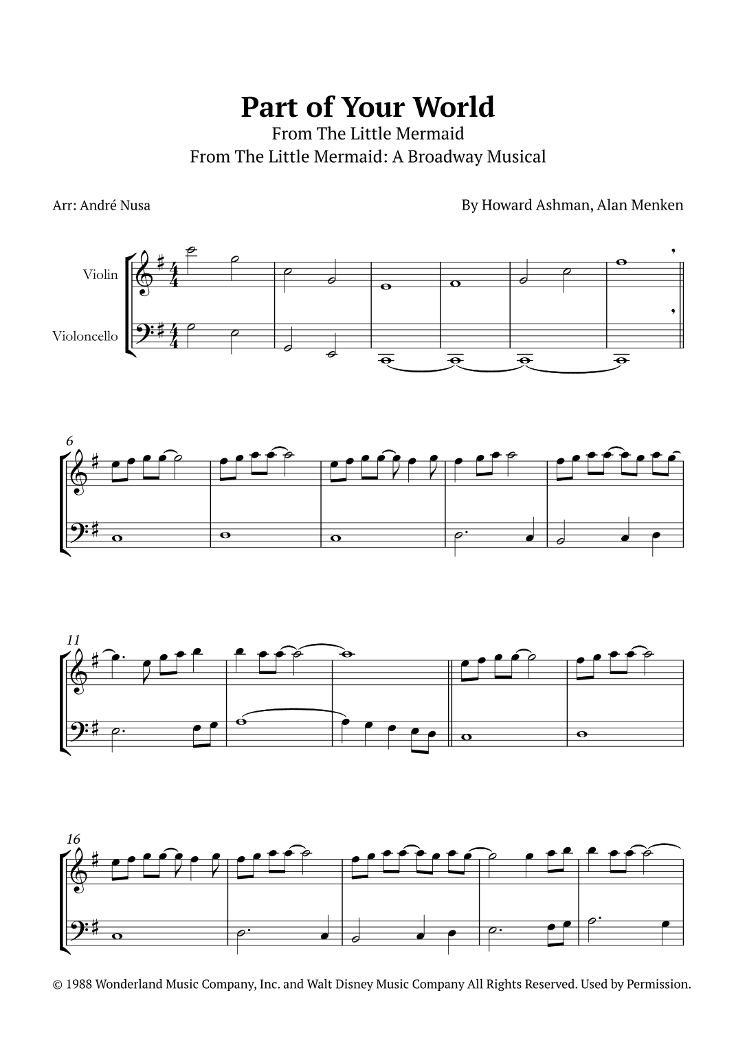 Part Of Your World (arr. André Nusa)