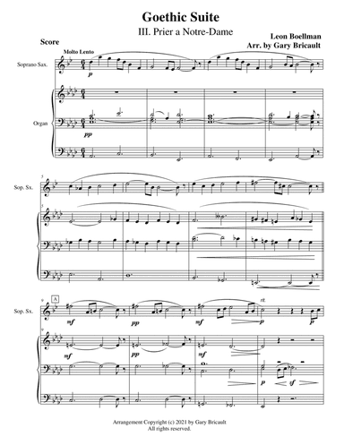 The Prayer (Mvt III) from Gothic Suite (arr. Gary Bricault)