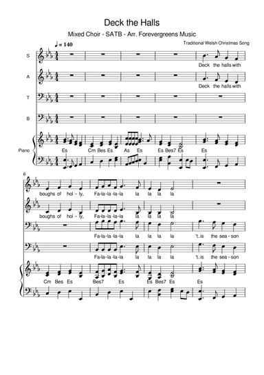 Deck the Halls - Welsh Christmas Traditional - SATB - Arr. Forevergreens Music (arr. Paul Brandsma)
