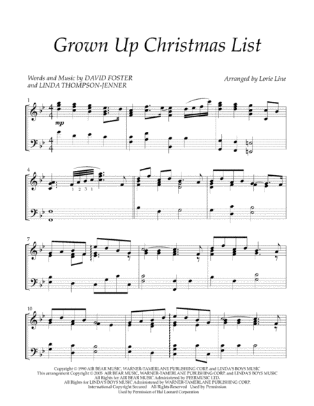 Grown-Up Christmas List (arr. Lorie Line)
