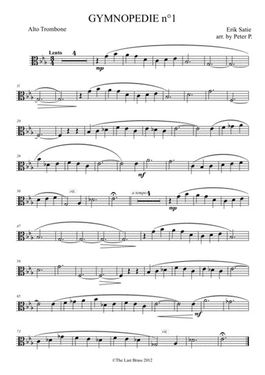 Gymnopédie no.1 by Erik Satie - ALTO TROMBONE and PIANO (arr. PETER P.)