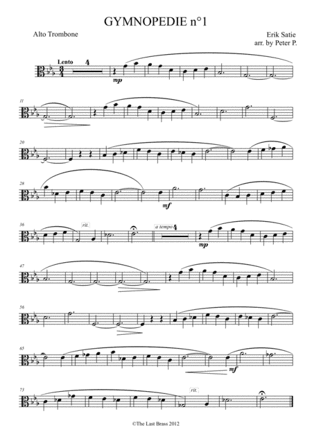 Gymnopédie no.1 by Erik Satie - ALTO TROMBONE and PIANO (arr. PETER P.)