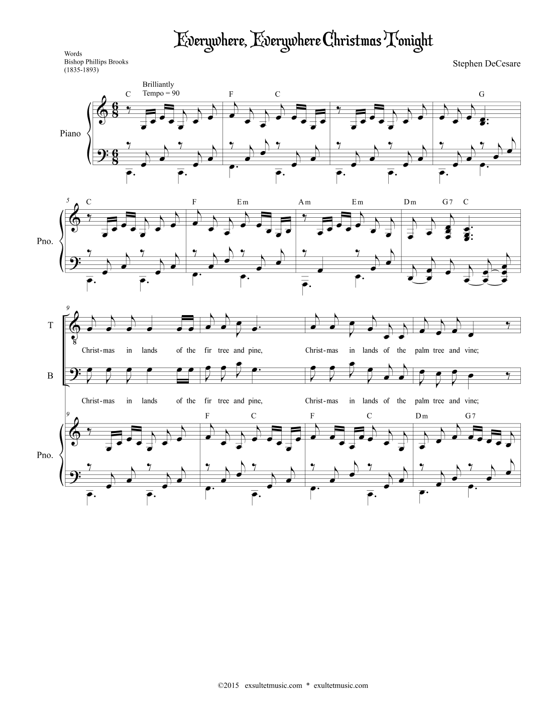 Everywhere, Everywhere Christmas Tonight (SATB Alternate)