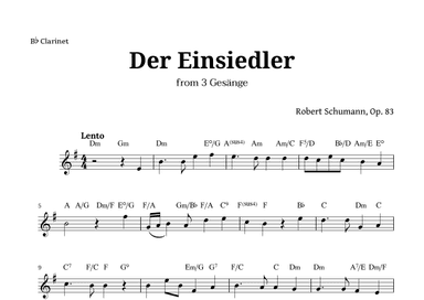 Der Einsiedler by Schumann for Clarinet and Chords (arr. Langanho)