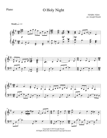 O Holy Night - Piano Part (arr. Joseph Nimoh)