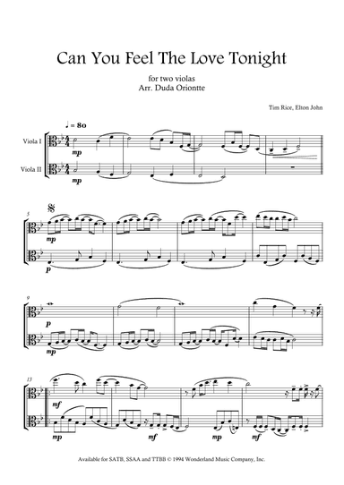 Can You Feel The Love Tonight (arr. Duda Oriontte)