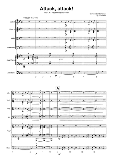Attack, Attack! (Near Horizons mov.iv) - for string quartet with jazz piano and bass