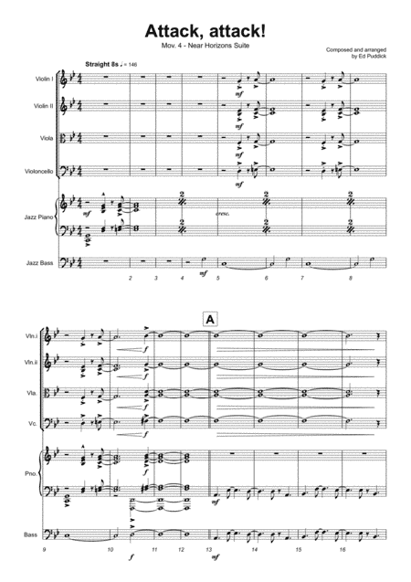 Attack, Attack! (Near Horizons mov.iv) - for string quartet with jazz piano and bass