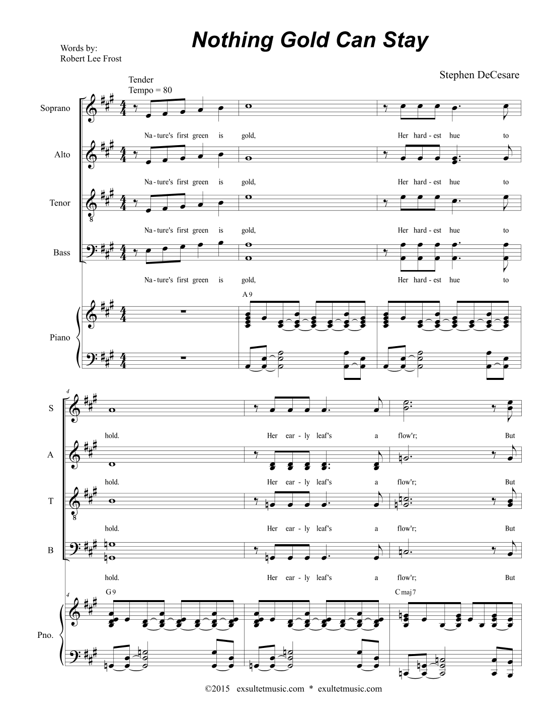 Nothing Gold Can Stay (SATB - Alternate Version)