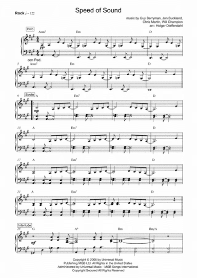 Speed Of Sound (arr. Holger Dieffendahl)