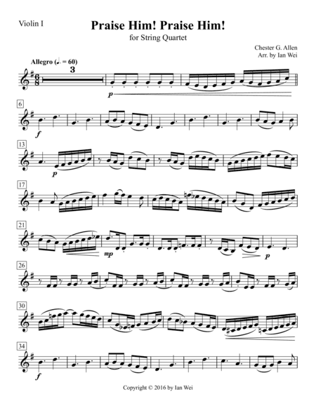Praise Him! Praise Him! for String Quartet (arr. Ian Wei)