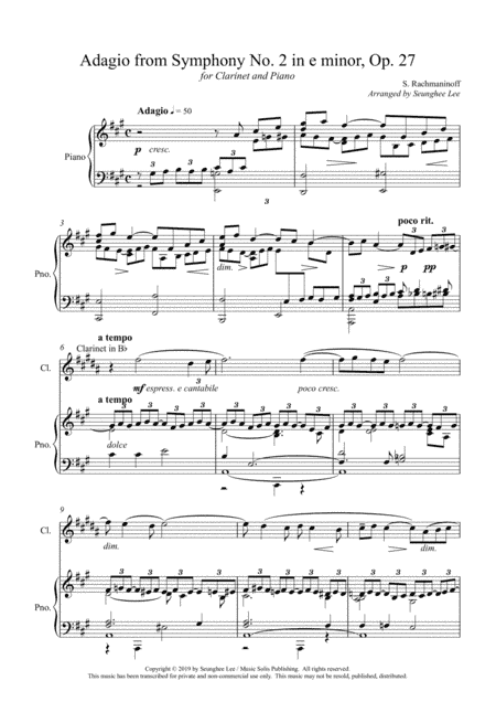 Rachmaninoff: Adagio from Symphony No. 2 for Clarinet and Piano (Arr. Seunghee Lee) (arr. Seunghee Lee)