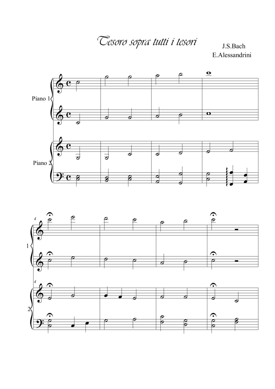 Choral Treasure above all treasures. Piano 4 hands (arr. Ester Alessandrini)