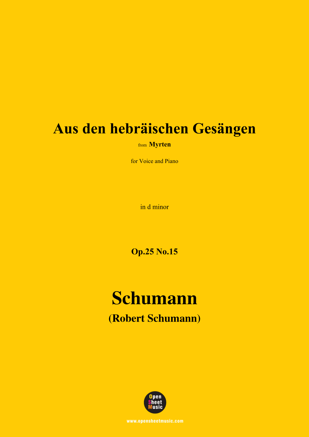 R. Schumann-Aus den hebräischen Gesängen,Op.25 No.15,in d minor (arr. OSM Press)