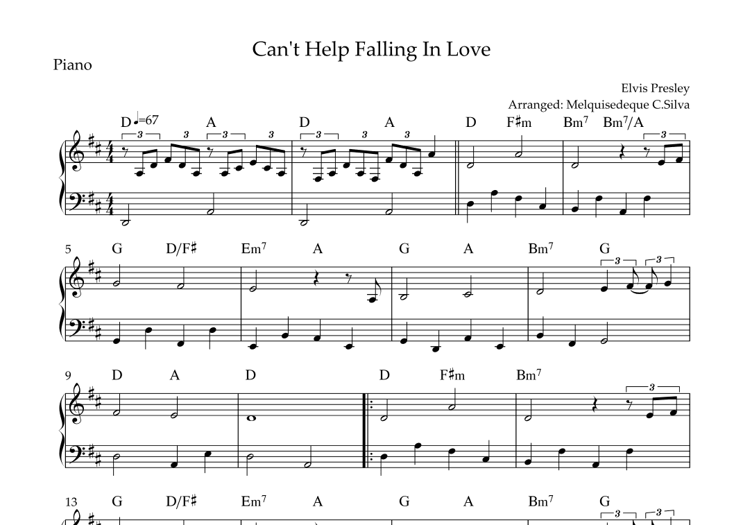 Can't Help Falling In Love (arr. Melquisedeque C.Silva)