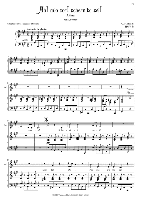 "Ah! mio cor! schernito sei!" (fis-moll) (arr. R. Schmidt Sheet Music)