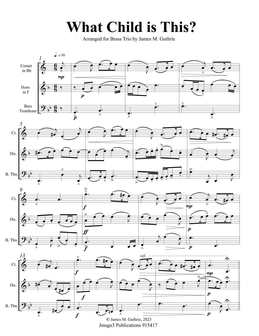 What Child is This? for Brass Trio (arr. James M. Guthrie)