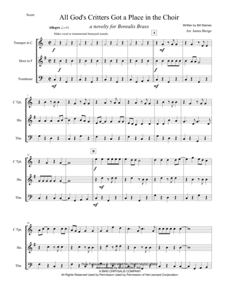 All God's Critters (arr. Jim Bicigo)