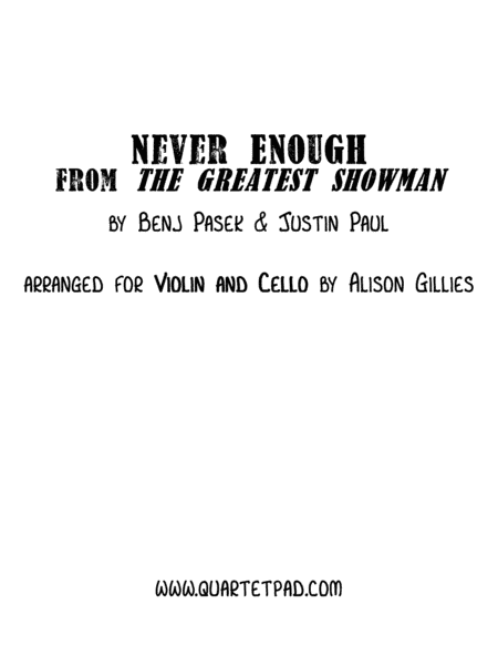 Never Enough (arr. Alison Gillies)