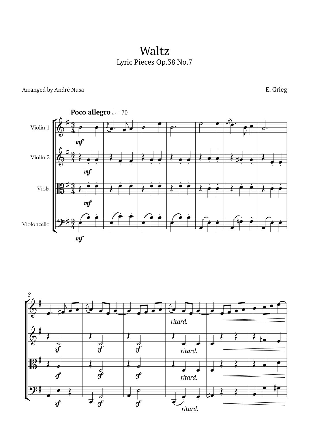 Lyric Pieces Op.38 No.7 (arr. André Nusa)