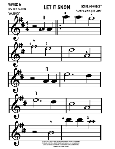 Let It Snow! Let It Snow! Let It Snow! (arr. Mrs. Judy Naillon "ViolinJudy")