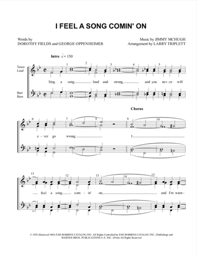 I Feel A Song Comin' On (arr. Larry Triplett)