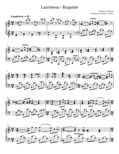 Lacrimosa - Requiem (arr. Zachary Corbett)