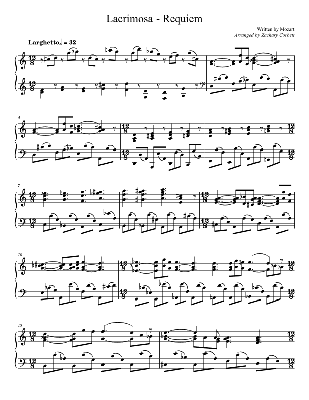 Lacrimosa - Requiem (arr. Zachary Corbett)
