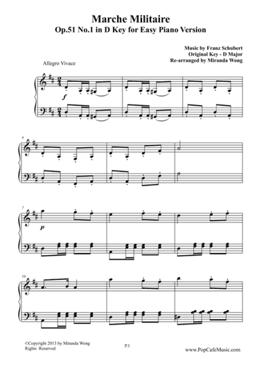 Marche Militaire Op.51 No.1 in D Key (arr. Miranda Wong)