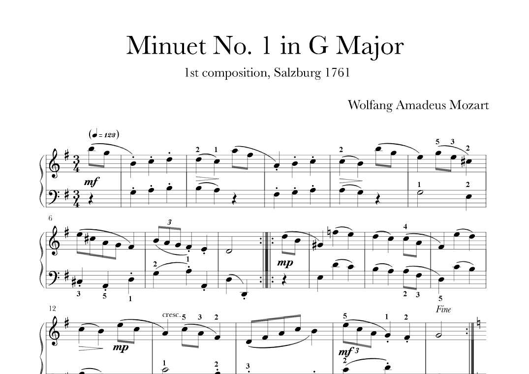 Minute in G (1st composition) (arr. Thomas Ling)