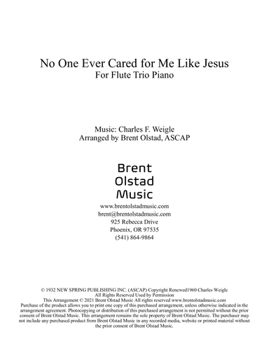 No One Ever Cared For Me Like Jesus (arr. Brent Olstad, ASCAP)