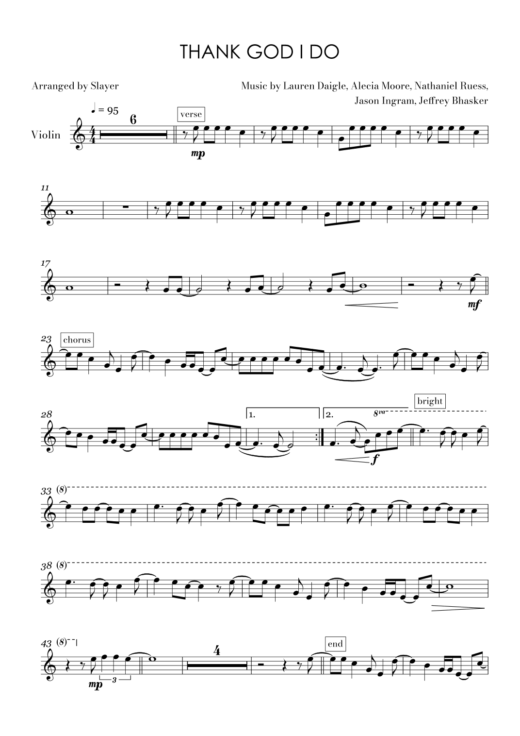 Thank God I Do (arr. Slayer)