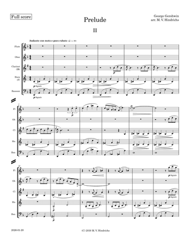 Gershwin Piano Prelude #2 (A Blues Lullaby) (arr. Michael V. Hindrichs)