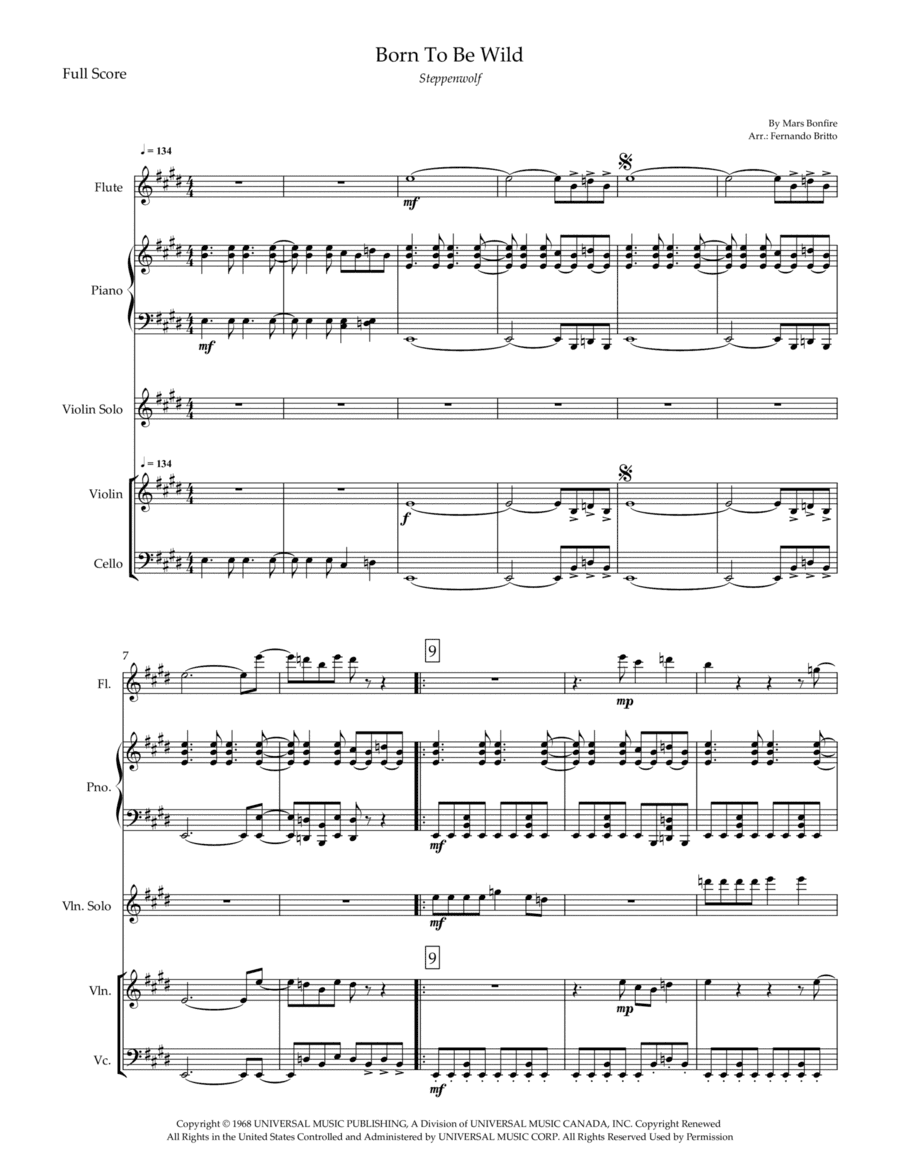 Born To Be Wild (arr. Fernando Britto)