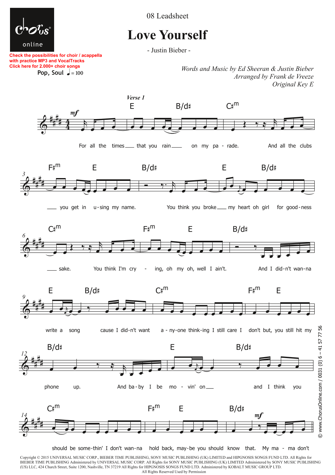 Love Yourself (arr. Frank de Vreeze)